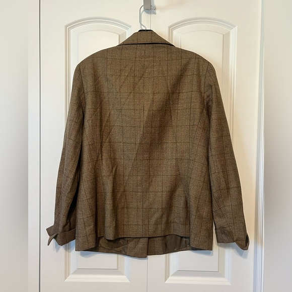 Lafayette 148 New York Brown Tan Plaid Virgin Wool Academy Blazer Jacket size 12 - Picture 6 of 8